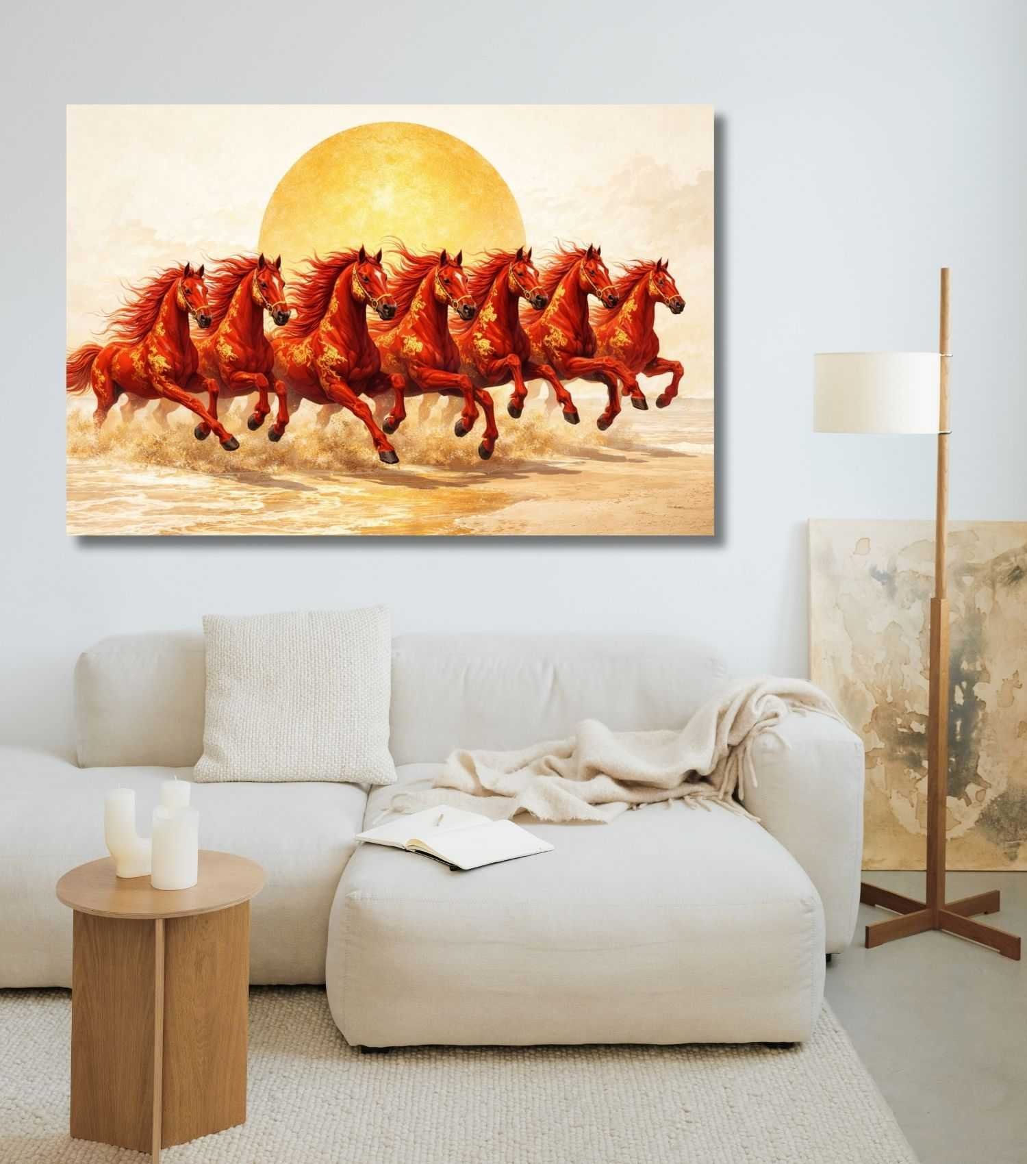 KALPANIK Red Horses Vastu Painting | Seven Horses Vastu Painting for Home & Office Decor - Image 6