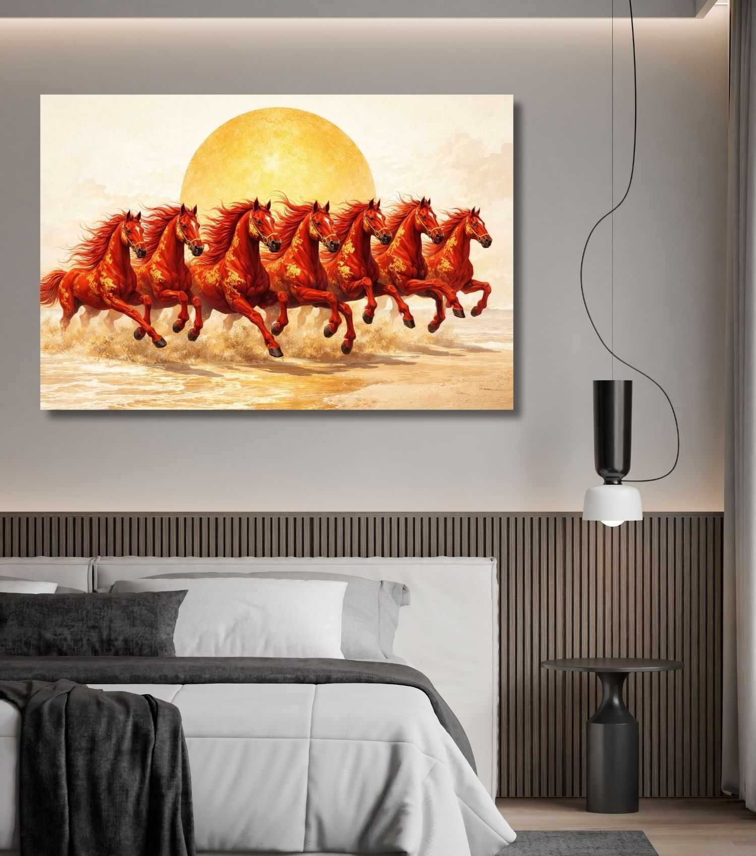 KALPANIK Red Horses Vastu Painting | Seven Horses Vastu Painting for Home & Office Decor - Image 5
