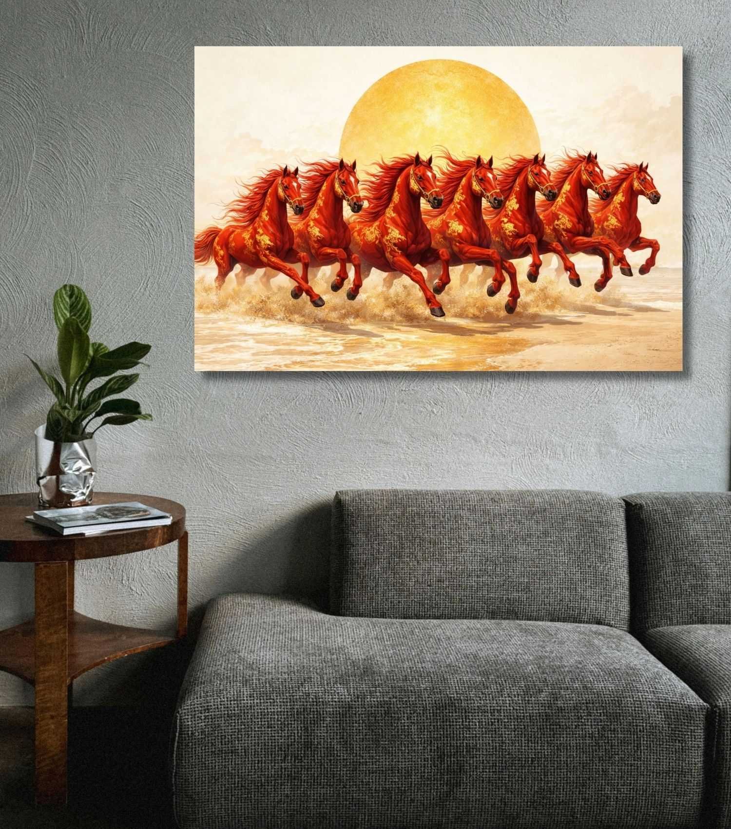 KALPANIK Red Horses Vastu Painting | Seven Horses Vastu Painting for Home & Office Decor - Image 4