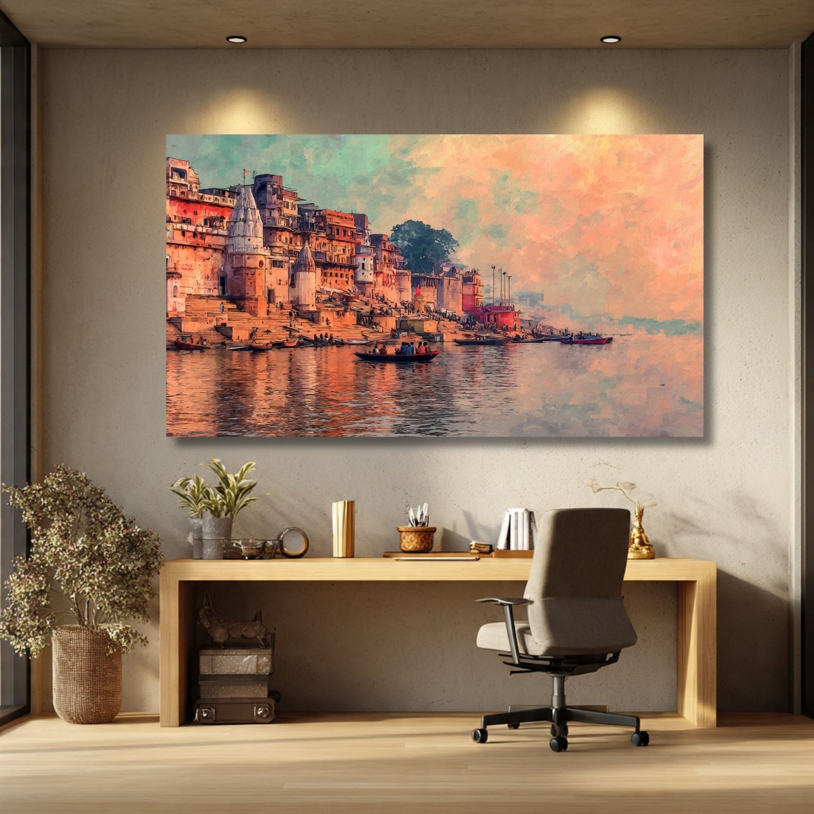 VARANASI GHAT CANVAS PAINTING