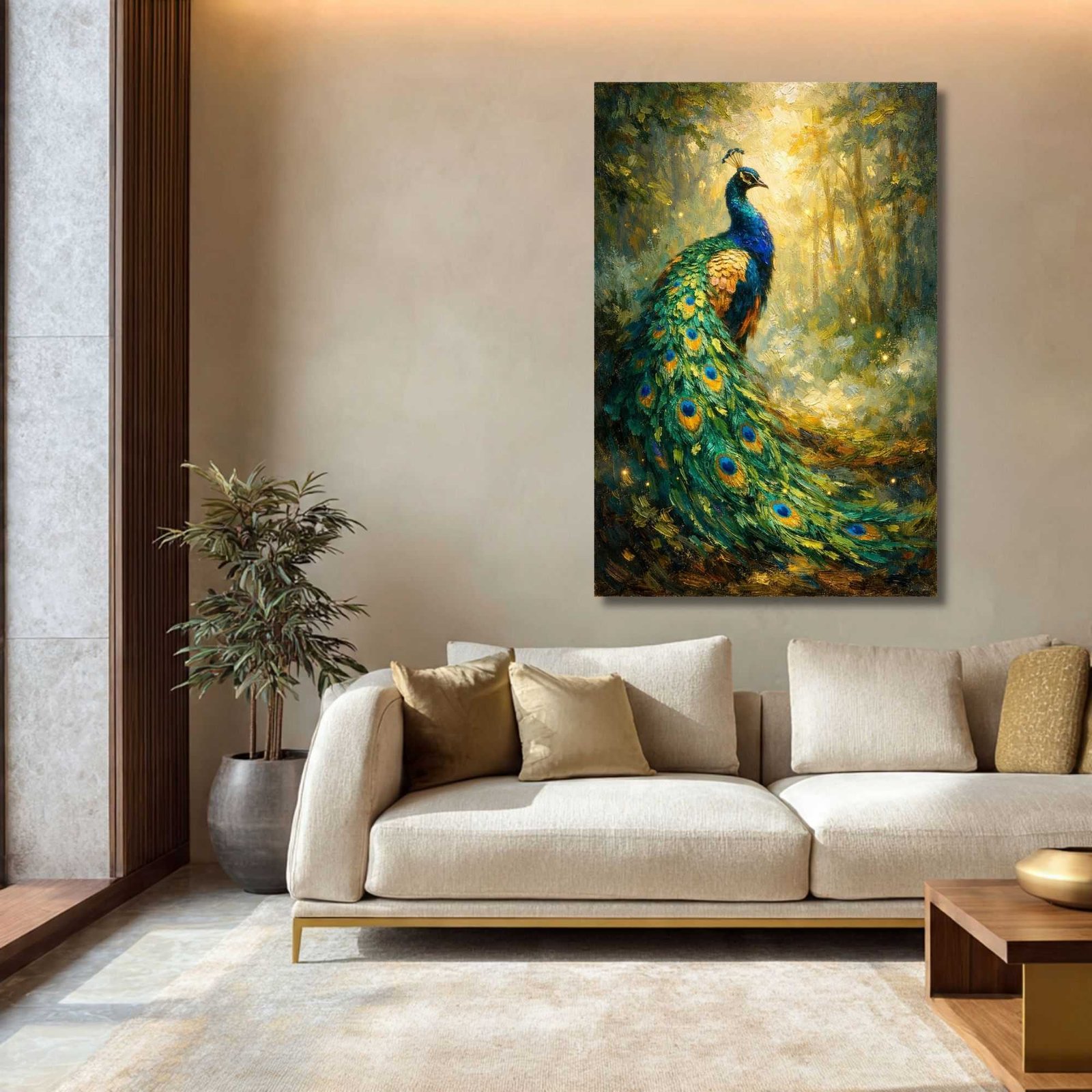 Luxury Peacock Wall Art for Living Room