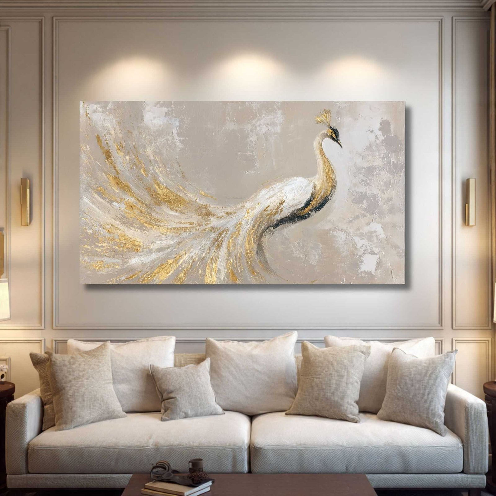 premium peacock canvas painting for living room