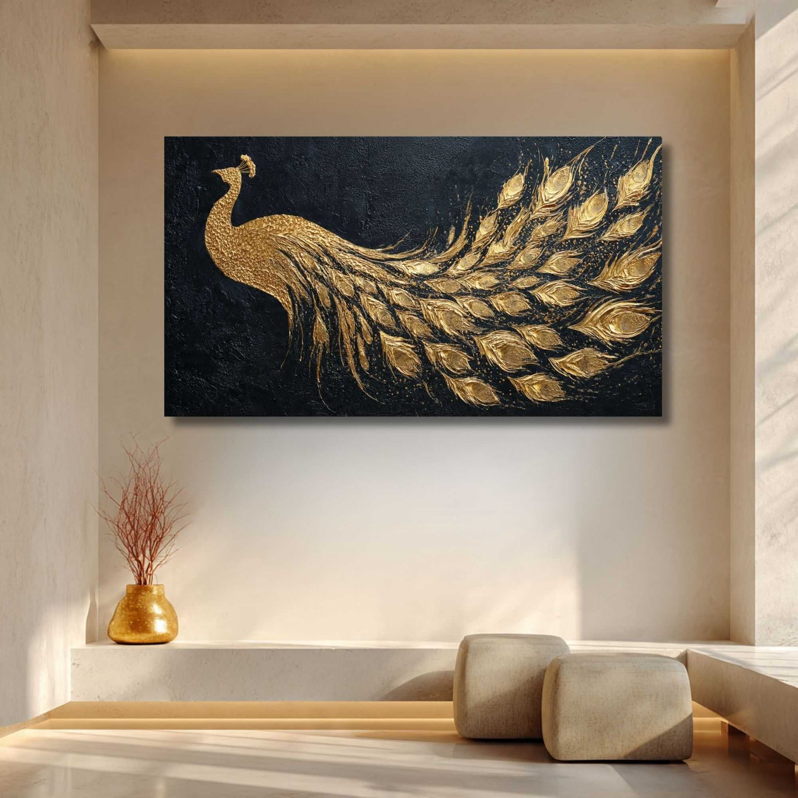 premium peacock canvas painting