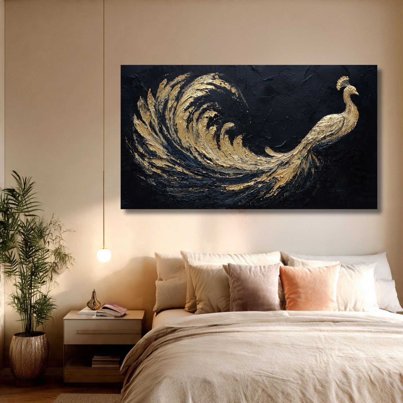 royal peacock painting for living room
