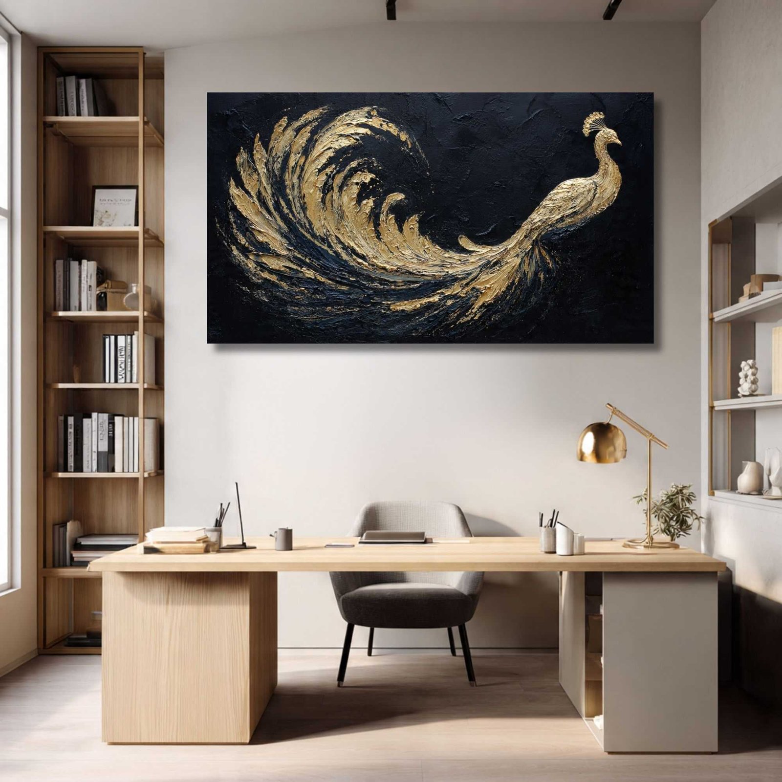 royal peacock painting for living room