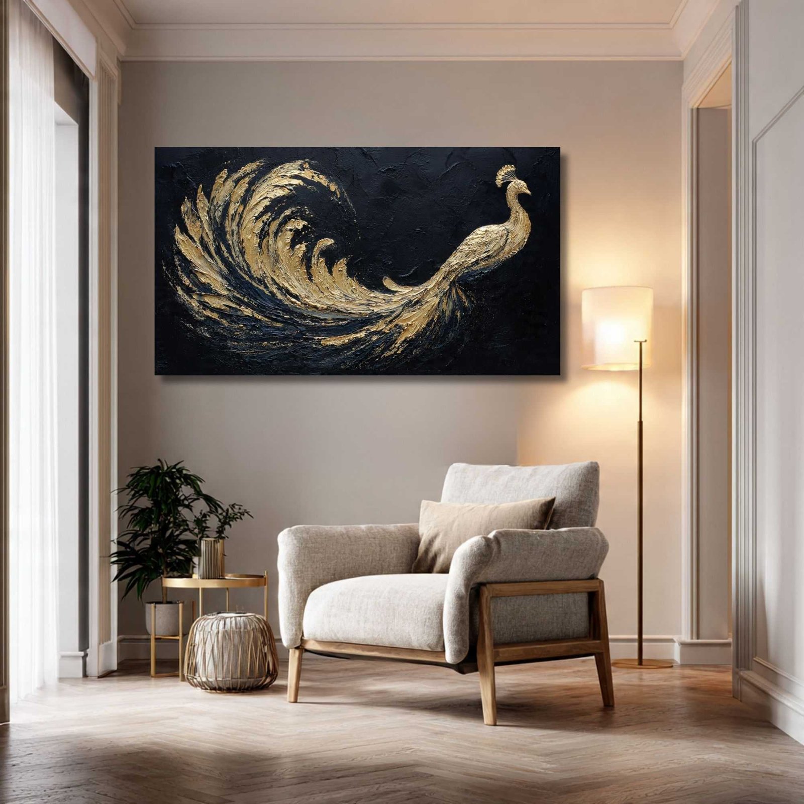 royal peacock painting for living room