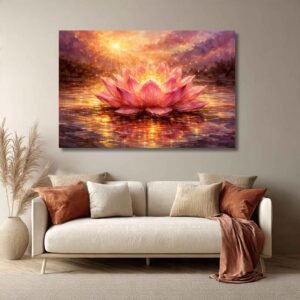 Kunjcart Modern Lotus Wall Painting for Living Room & Home Office
